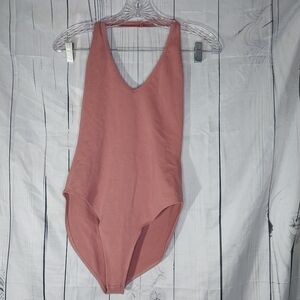 Forever 21 V-Neck Bodysuit in Pink